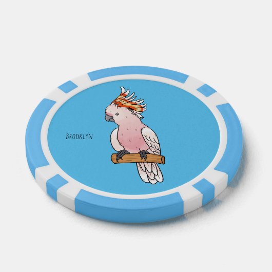 Major mitchell cockatoo bird cartoon illustratie poker chips (Enkel)