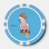 Major mitchell cockatoo bird cartoon illustratie poker chips (Voorkant)
