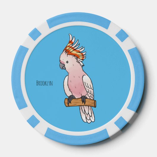 Major mitchell cockatoo bird cartoon illustratie poker chips (Achterkant)