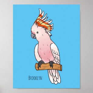 Major mitchell cockatoo bird cartoon illustratie poster