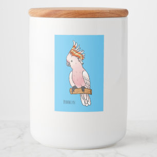 Major mitchell cockatoo bird cartoon illustratie voedselcontainer etiket