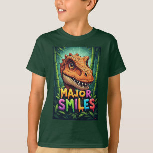Major Smiles Kleurrijke Cartoon Dinosaurus T-shirt