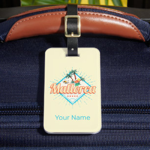 Majorca Balearic Island Retro Parrot Vintage Bagagelabel