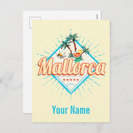 Majorca Balearic Island Retro Parrot Vintage Feestdagenkaart (Voorkant / Achterkant)