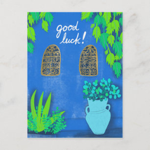 Majorelle Gardens Blue La Jardin GOOD LUCK Briefkaart