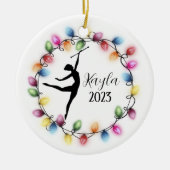 Majorette Baton Twirler Kerstornament Keramisch Ornament (Voorkant)