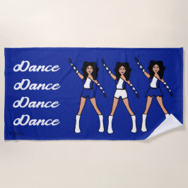 Majorette/Dancer Beach Towel (blauw wit) Strandlaken
