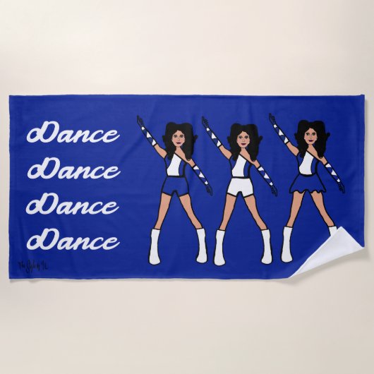 Majorette/Dancer Beach Towel (blauw wit) Strandlaken (Voorkant)