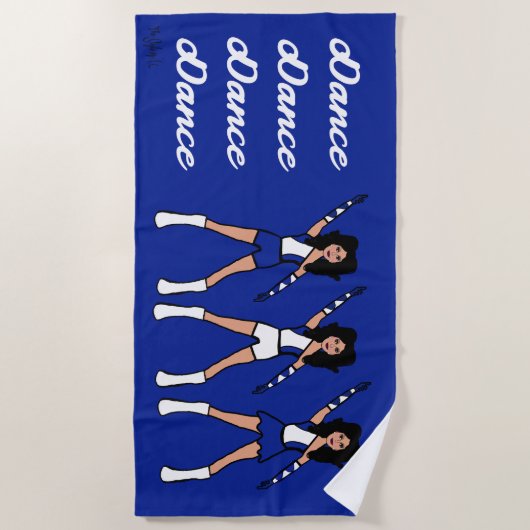 Majorette/Dancer Beach Towel (blauw wit) Strandlaken (Voorkant)