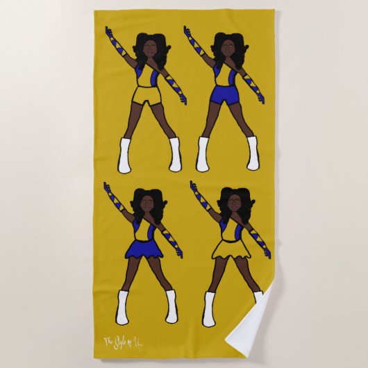 Majorette/Dancer Beach Towel (Blue Gold) Strandlaken (Voorkant)