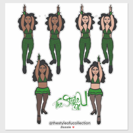 Majorette / Dancer Quick Change Stickers Groen x2 (Vel)