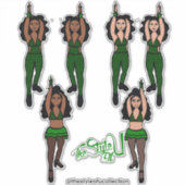 Majorette / Dancer Quick Change Stickers Groen x2 (Voorkant)