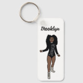 Majorette/ Dancer Sleutelhanger Black Silver Tiger (Voorkant)