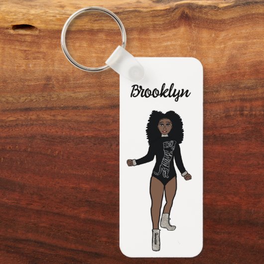 Majorette/ Dancer Sleutelhanger Black Silver Tiger (Voorkant)