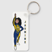 Majorette/ Dancer Sleutelhanger Blauw Geel Tijger (Achterkant)