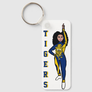 Majorette/ Dancer Sleutelhanger Blauw Geel Tijger