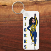 Majorette/ Dancer Sleutelhanger Blauw Geel Tijger (Voorkant)