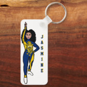 Majorette/ Dancer Sleutelhanger Blauw Geel Tijger (Achterkant)