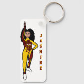 Majorette/ Dancer Sleutelhanger Yellow Maroon Tige (Achterkant)