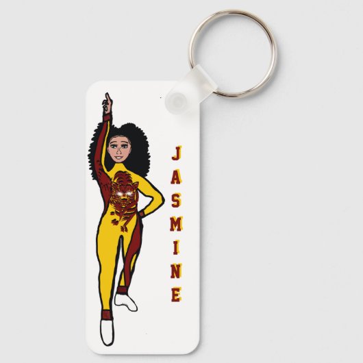Majorette/ Dancer Sleutelhanger Yellow Maroon Tige (Achterkant)