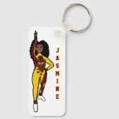 Majorette/ Dancer Sleutelhanger Yellow Maroon Tige (Achterkant)