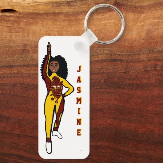 Majorette/ Dancer Sleutelhanger Yellow Maroon Tige (Achterkant)