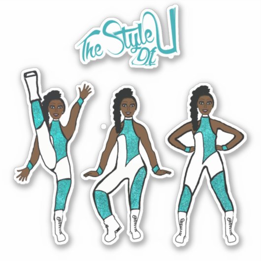 Majorette / Dancer Stickers Aqua Jumpsuit A (Voorkant)