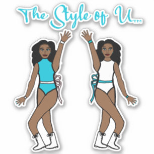 Majorette/Dancer Stickers Aqua Ribbon