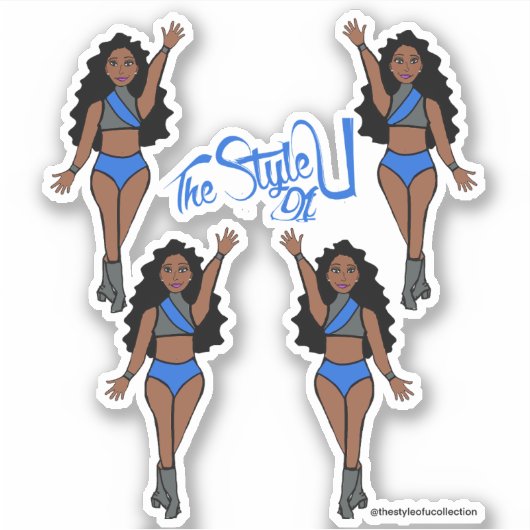 Majorette / Dancer Stickers Blauw & Grijs (Voorkant)