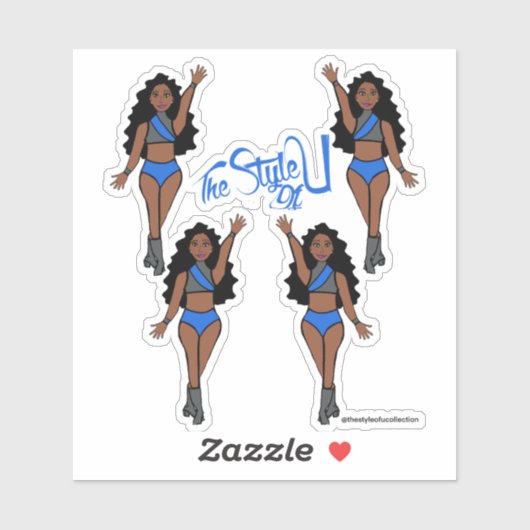 Majorette / Dancer Stickers Blauw & Grijs (Vel)