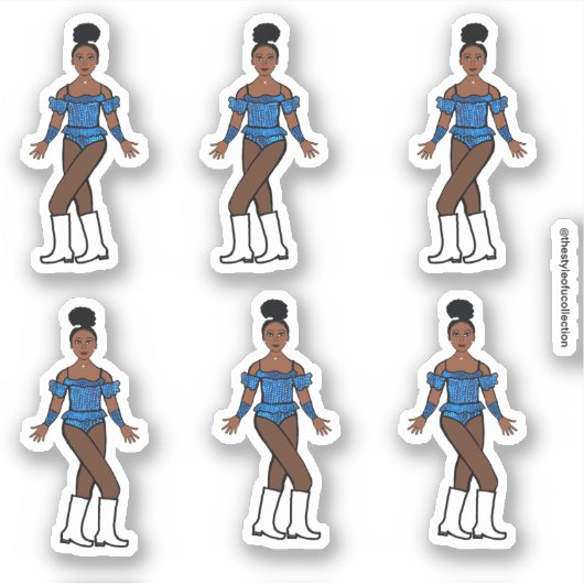 Majorette/ Dancer Stickers Blauwe Stenen (Voorkant)