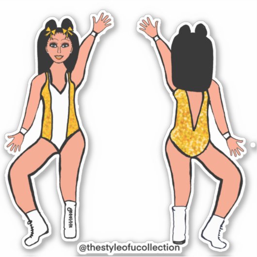 Majorette / Dancer Stickers Geel Vonk #2 (Voorkant)