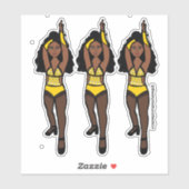 Majorette / Dancer Stickers Geel / Zwart Fringe 1 (Vel)