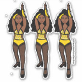 Majorette / Dancer Stickers Geel / Zwart Fringe 1 (Voorkant)
