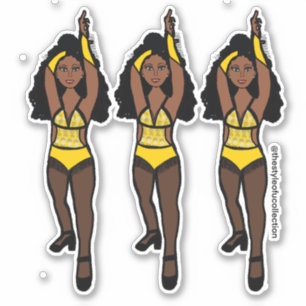 Majorette / Dancer Stickers Geel / Zwart Fringe 1