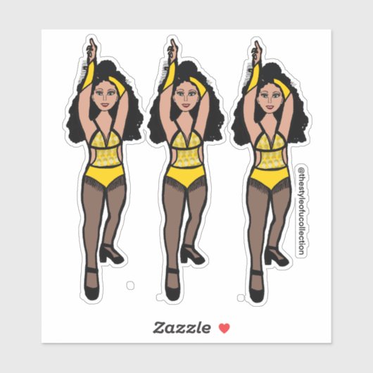 Majorette / Dancer Stickers Geel / Zwart Fringe 2 (Vel)