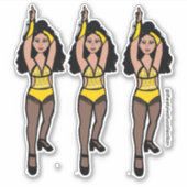 Majorette / Dancer Stickers Geel / Zwart Fringe 2 (Voorkant)