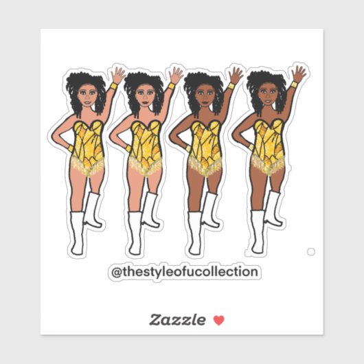 Majorette / Dancer Stickers Gele Fringe (Vel)