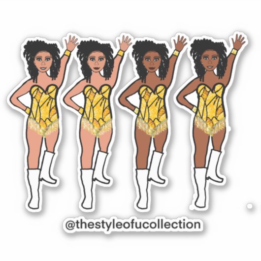 Majorette / Dancer Stickers Gele Fringe (Voorkant)