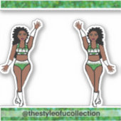Majorette / Dancer Stickers Green Sparkle (Voorkant)