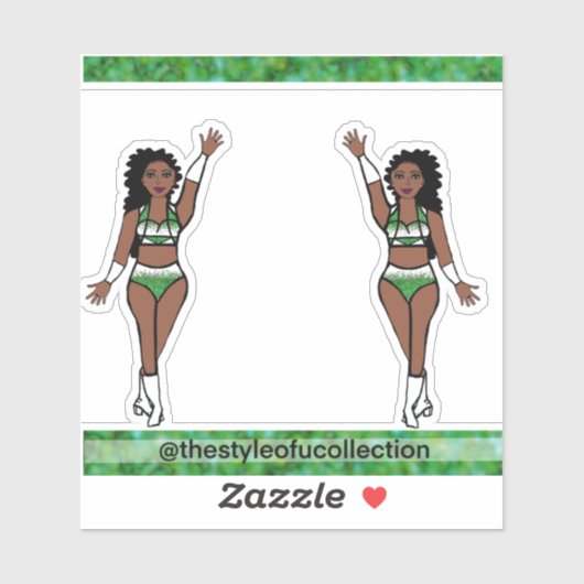 Majorette / Dancer Stickers Green Sparkle (Vel)