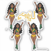 Majorette / Dancer Stickers Groen & Geel (Voorkant)