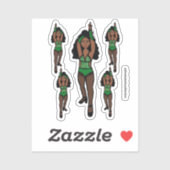 Majorette / Dancer Stickers Groen / Zwart Fringe 1 (Vel)