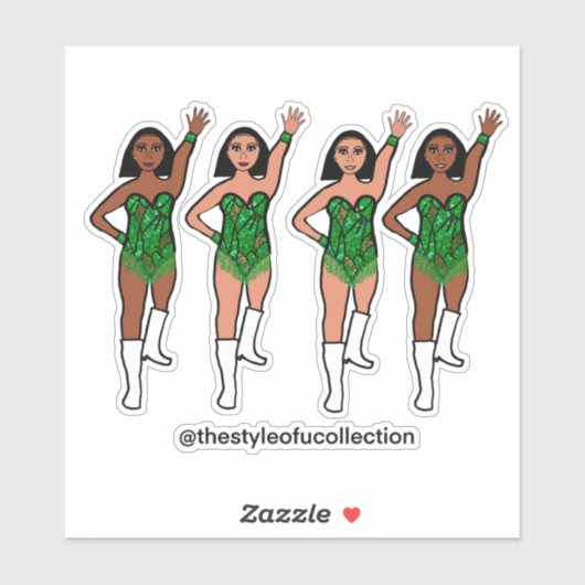 Majorette / Dancer Stickers Groene Fringe (Vel)
