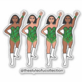Majorette / Dancer Stickers Groene Fringe (Voorkant)