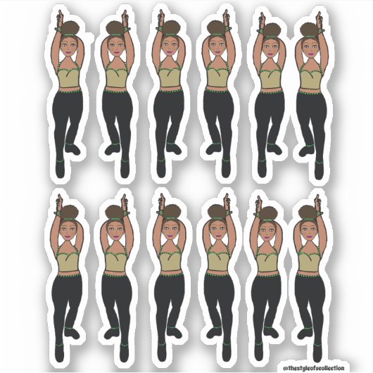 Majorette / Dancer Stickers Mint Zwart (Voorkant)