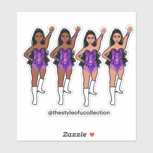 Majorette / Dancer Stickers Paarse Fringe (Vel)