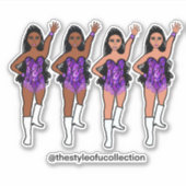Majorette / Dancer Stickers Paarse Fringe (Voorkant)