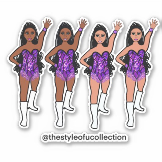Majorette / Dancer Stickers Paarse Fringe (Voorkant)