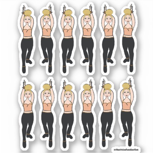 Majorette / Dancer Stickers Peach Black 2 (Voorkant)
